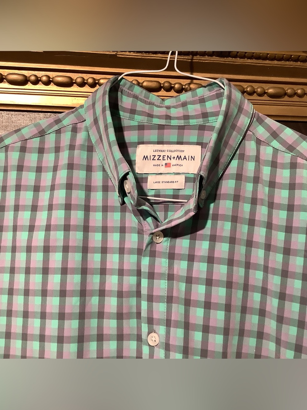 Mizzen+Main Leeward Checked Button-Down Performance Shirt Sz L